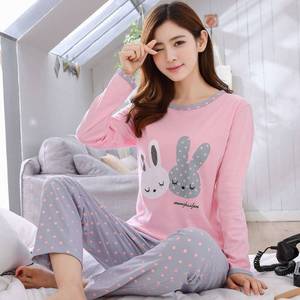 Conjunto de <span class=keywords><strong>Pijama</strong></span> de Poliéster Transpirable de Manga Larga para <span class=keywords><strong>Mujer</strong></span>, Pantalones de Talla Grande con Estampado de Dibujos Animados, Ropa de Dormir para Otoño e <span class=keywords><strong>Invierno</strong></span> - Product Image 6