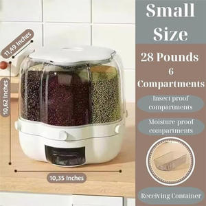 6.5kg Household Dry Grain Rice Storage <b>Container</b> Clear Damp-Proof <b>Plastic</b> 6 Grids Rotatable Kitchen Food Dispenser for Rice - Product Image 5