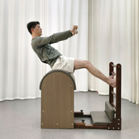 Baril d'escalade Pilates en bois couleur noyer, réglable, durable et portable, pour soulagement des douleurs dorsales et flexibilité de la colonne vertébrale