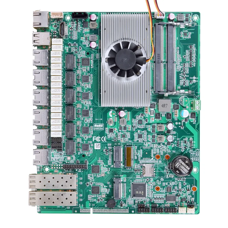 لوحة أم لأجهزة الكمبيوتر من شركة OEM مزودة بـ 6 مستويات Pfsense وحدة معالجة بيانات الجيل الرابع 2*DDR4 2* SFP 1G X86 لوحة رئيسية لخادم صناعي 1U مع Intel Elkhart Lake J6412