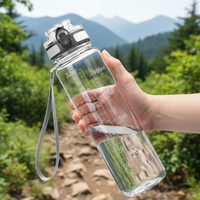 Bouteille d'eau en plastique réutilisable transparente avec mesures pour la course à pied, la salle de sport, la randonnée et autres activités de plein air