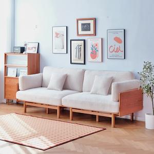 Sofá Nanshan Nórdico de Madera Maciza de Cerezo, Sofá Simple y Moderno de Tela para Sala de Estar, Apartamento Pequeño, Individual, Tres Plazas, Tapizado - Product Image 2