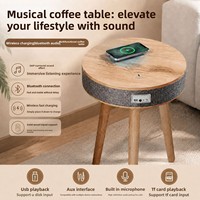 Nouvelle table basse intelligente avec chargeur sans fil, haut-parleur Bluetooth, design minimaliste moderne, meubles de salon en bois massif, compacte