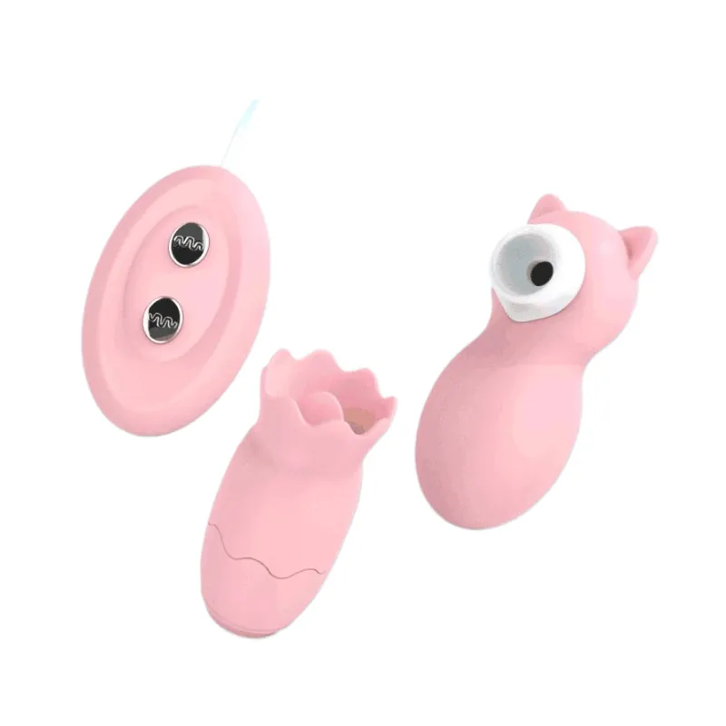 Pinkzoom 3 in 1 Rose Tongue Licking Vibrato Suction Vibrator with 3 Suction Modes 5 Vibrations Nipple Toy Clitoral Vibrator