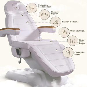 日本のプロのヘッドスパ美容院ホワイトレザーポータブル電気調節可能な熱マッサージテーブルベッド - Product Image 2