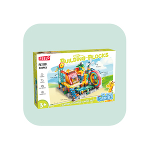 Juego de bloques de construcción de juguete de construcción Unisex de gran tamaño, Tobogán de pista giratoria eléctrica, piezas de plástico ABS 330, modelo de animales - Product Image 5