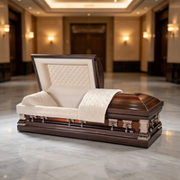 Cercueil demi-couchette de luxe en acier brun foncé avec intérieur beige matelassé diamant - Cercueil métallique pour inhumation d'adultes (vente en gros)