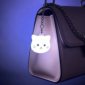 ABS Material Cute <b>Cat</b>-Themed Touch-Activated Glowing Heart-Shaped Night Light Keychain for <b>Backpacks</b> - Product Image 1