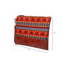 Dompet Kulit PU Kanvas Tribal Elang Wanita 100 Buah yang Dapat Disesuaikan, Dompet Tradisional Oranye Aztec, Gelang Peradaban Maya