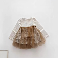 Robe vintage en coton à manches longues et imprimé crocheté pour filles, coupe trapèze, personnalisable, plusieurs couleurs, échantillon en 7 jours |   Stock |   Usine de Foshan