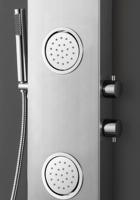 Panneau de douche de luxe en acier inoxydable brossé avec mitigeur de baignoire et douchette à main en céramique douce