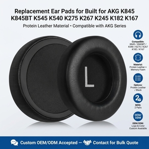 แผ่นรองหูฟังหนังโปรตีนพร้อม K845BT K845 <span class=keywords><strong>AKG</strong></span> K545 K540 K275 K182 K245 K267โฟมเมมโมรี่โฟมกันเสียงรบกวน K167 - Product Image 2