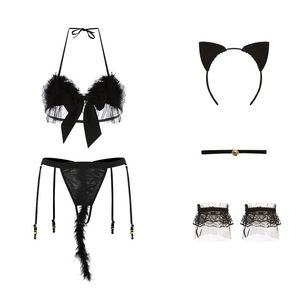 IHOOV Damen Plüsch Katzenmädchen Sexy Dessous-Set Damen-Slips Sexy BH & Slip Sets Unterwäsche - Product Image 2