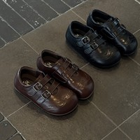 Chaussures habillées classiques en cuir véritable pour enfants, style brogue vintage, chaussures d'école pour enfants, semelle en caoutchouc antidérapante, chaussures pour garçons et filles, tailles 22-33