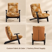Fauteuil d'appoint moderne en tissu avec structure en bois massif, canapé ergonomique individuel, fauteuil de détente pour salon, villa, mobilier de maison