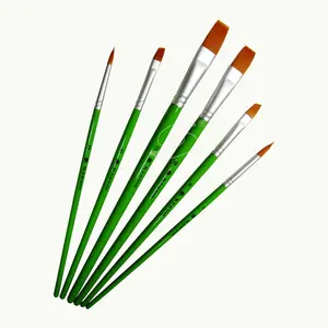 6Pcs אמן מברשות צבע סט עבור אקוורל אקריליק ציור שונה צורת ניילון שיער אמנות אספקת מברשת