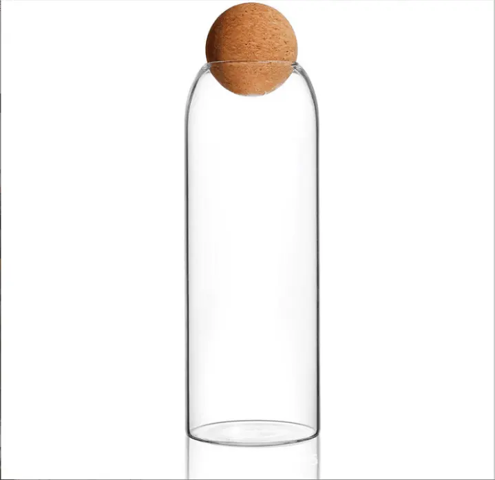 1200ML/40Oz Glass Storage Container with Ball Cork Cute Decorative Canister Jar for Food Coffee Candy Bathroom Apothecary Cotton