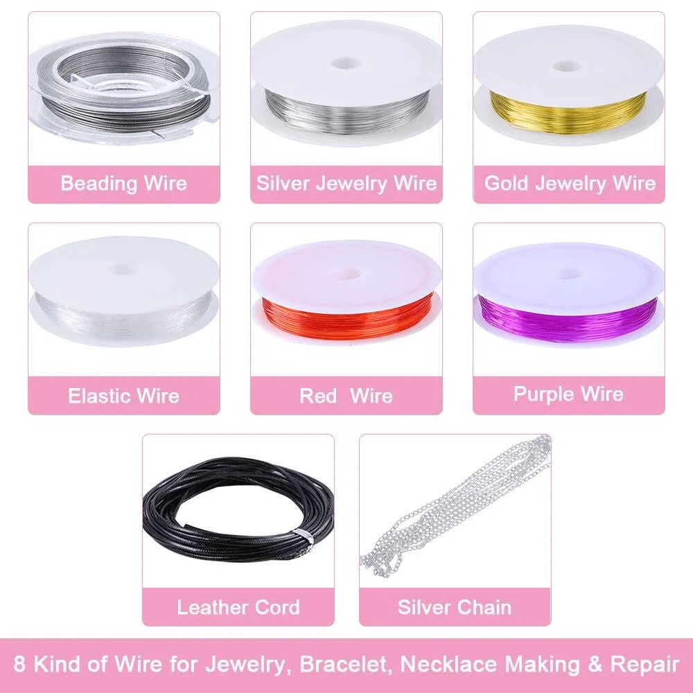 4-layer 2880Pcs Beads Charms Jewelry Findings Beading Wire Jewelry Making Kit Supplies for Bracelets Necklace Earrings