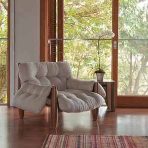 Chaise longue du milieu du siècle chaise d'appoint marron en <span class=keywords><strong>cuir</strong></span> inclinable Relaxation canapé simple chaise salon <span class=keywords><strong>fauteuil</strong></span> en bois <span class=keywords><strong>Vintage</strong></span> - Product Image 4