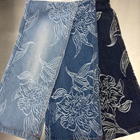 Tissu en denim jacquard à motif floral, design bleu fleuri, tissu pour jeans, pantalon, veste, jupe, vêtements de mode