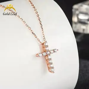 Wholesale Fine Jewelry VVS Moissanite Diamond Cross Pendant 18k Gold Plated 925 Sterling Silver Jesus Cross Necklace Men Women