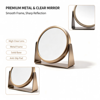 Personalized Customizable Dual Sided Stainless Steel Silver Finish Desktop Cosmetic Magnifying Mirror 360 Swivel Rotatable