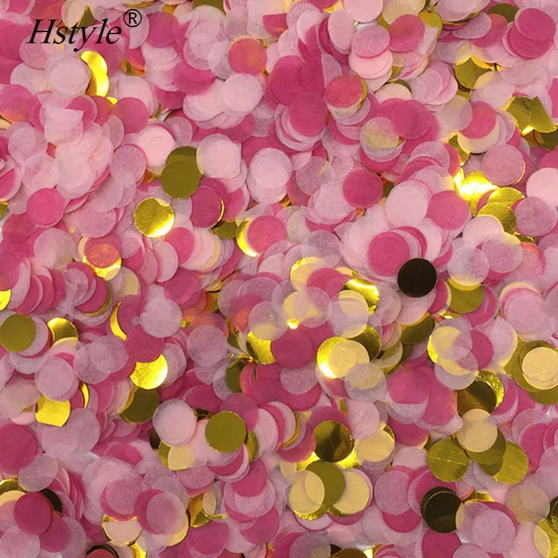 結婚披露宴の装飾SVPD4用の25mmピンクのバラ色のゴールドの丸い形の小さな紙の紙吹雪