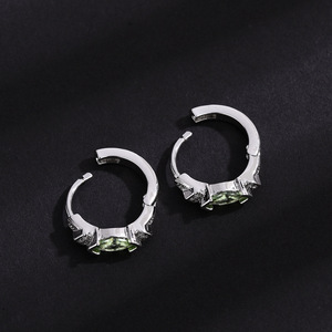 Huggie Earrings Lake Green Zircon Claw Setting Geometric Fashion Party Jewelry - Product Image 3