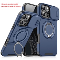 Coque de téléphone 17ProMax 16promax avec motif animalier transfrontalier mat, fenêtre coulissante et support magnétique à 360 degrés pour fixation automobile
