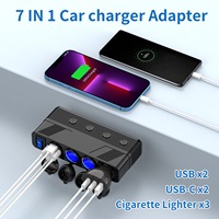 Prise allume-cigare multifonctionnelle 12V PD + QC Chargeur de voiture Prise de courant Chargeur de téléphone pour camion RV 12-24V Voltage