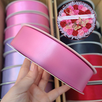 Ruban en polyester double face de qualité supérieure, rose bonbon, largeur 1,5 pouce (4 cm), rouleau de 100 yards, ruban satiné pour la création de bouquets de fleurs DIY