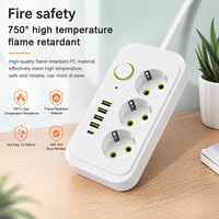 Regleta de Enchufes Estándar Europeo de Latón IP44 10A con 3 Tomas, 4 Puertos USB y 1 Puerto Tipo-C, Cargador con Enchufe Europeo de Cobre y ABS