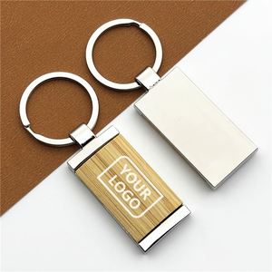 Porte-clés promotionnel en bambou naturel gravé, anneau métallique vierge, porte-clés en bois personnalisé avec logo pour clé de voiture, cadeau d'entreprise - Product Image 3