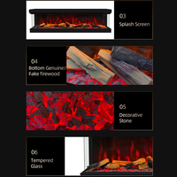 Cheminée électrique de 50 pouces avec flamme décorative LED, encastrable, autoportante 3 faces, chauffage intérieur, contrôlée par application pour usage domestique et hôtelier