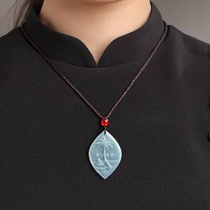 หยกธรรมชาติสีน้ำเงิน/หยกสีเขียวถั่ว จี้หยกของที่ระลึกจากแปซิฟิก กวม แฟชั่นพร้อมใบรับรองการประเมินคุณภาพ D055/D128 - Product Image 4