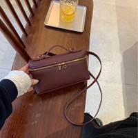 Sac à déjeuner en cuir véritable avec boucle dorée et fermeture éclair, sacs pour femmes, sac à bandoulière, sac fourre-tout, sac à main