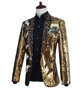 سترة بليزر رجالية بياقة شال مزينة بالترتر الأحمر، مناسبة لحفلات الزفاف والحفلات الرسمية، زي للمغنيين في النوادي الليلية والحفلات - Product Image 2