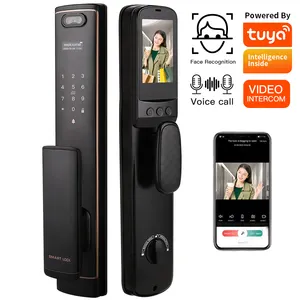 Preço de fábrica Tuya Real-Time Video Call 3D Reconhecimento Facial Smart Lock interfone dentro Fingerprint Smart Camera Door Lock para G