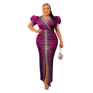 <strong>Christmas</strong> <strong>Women's</strong> Beading <strong>Dress</strong> African <strong>Women's</strong> Short Sleeve Evening <strong>Dresses</strong> Elegant Party Skirt Fashion Slit Mesh Sleeves <strong>Dress</strong> - Product Image 6