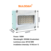 Lampe de polymérisation UV LED 6090 6045 100W à refroidissement par eau 395NM 10Wcm2 pour la rétrofit des têtes d'impression TX800 XP600, vernis UV SU-402235A 40x22mm