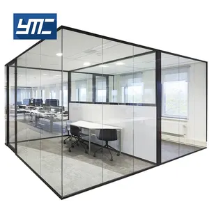 Tabiques de pared de vidrio para oficina, tabiques de vidrio con marco de aluminio personalizado
