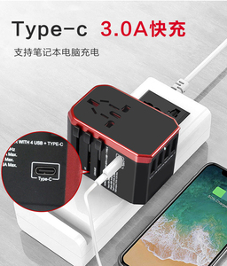 5in1 4 Usb + 1 Tipo C EE. UU. UE Reino Unido AU Todo en uno Adaptador de viaje mundial universal Convertidor de viaje múltiple mundial Cargador de pared - Product Image 2