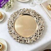 Assiettes de présentation rondes en plastique dorées pour mariages, banquets et fêtes – Vente en gros