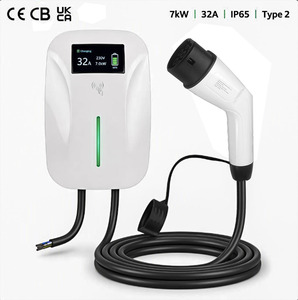 Estación de Carga para Vehículos Eléctricos de 7kW, Montada en Pared, 32A, Tipo 2, Monofásica, Cargador Rápido Inteligente con Certificaciones CE, CB, UKCA y RoHS - Product Image 1