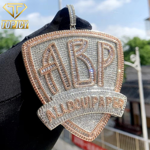 Nouveau Pendentif <span class=keywords><strong>Lettre</strong></span> ABP Tendance Hip Hop 2026 pour Hommes, Zircon 5A Iced Out Bling Shield, Bijoux Pendentifs pour Hommes, Prix de Gros - Product Image 1