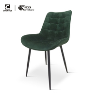 Chaises de salle à manger rembourrées de style nordique en velours vert antique