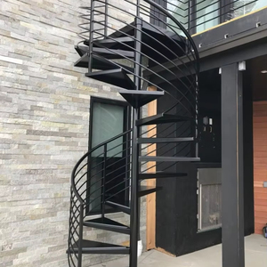 Escalier extérieur en colimaçon en acier au carbone durable avec main courante ronde, stable et sûr - Product Image 1