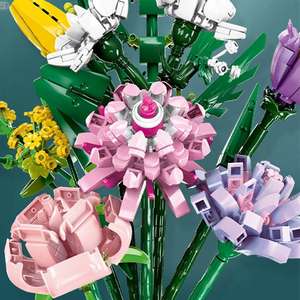Regalo de <span class=keywords><strong>cumpleaños</strong></span> educativo ramo romántico creativo Diy ensamblar plástico ladrillo bloque de construcción flor - Product Image 4