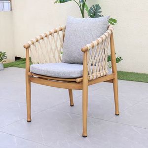 High End Modern Outdoor Dining Set Courtyard Homestay Waterproof Sunproof Teak Woven Rattan Dining Chairs Outdoor <b>Patio</b> - Product Image 4