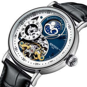 Montre mécanique automatique KINYUED pour homme, bracelet en cuir, phase de lune, étanche 3 ATM, affichage lumineux, vente en gros - Product Image 3